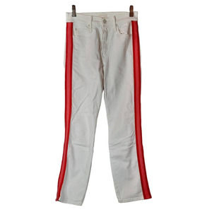 Mother Womens Dazzler Cropped 23 Jeans White Red Stretch Mid Rise Pockets Denim